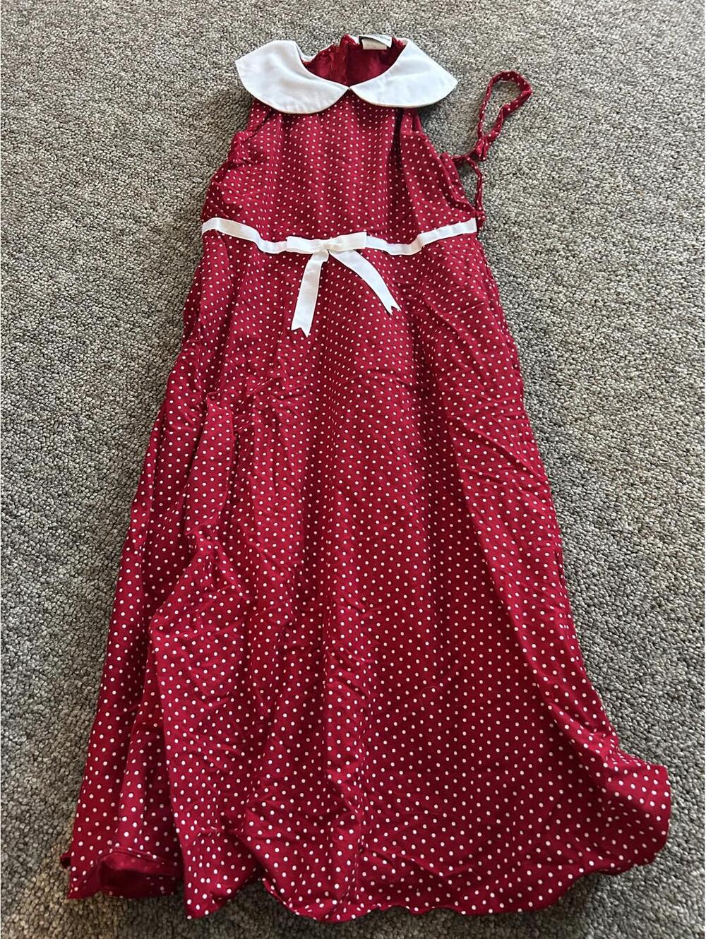 Vintage Rare Editions Red Polka Dot Dress with White Peter Pan Collar and Bow
